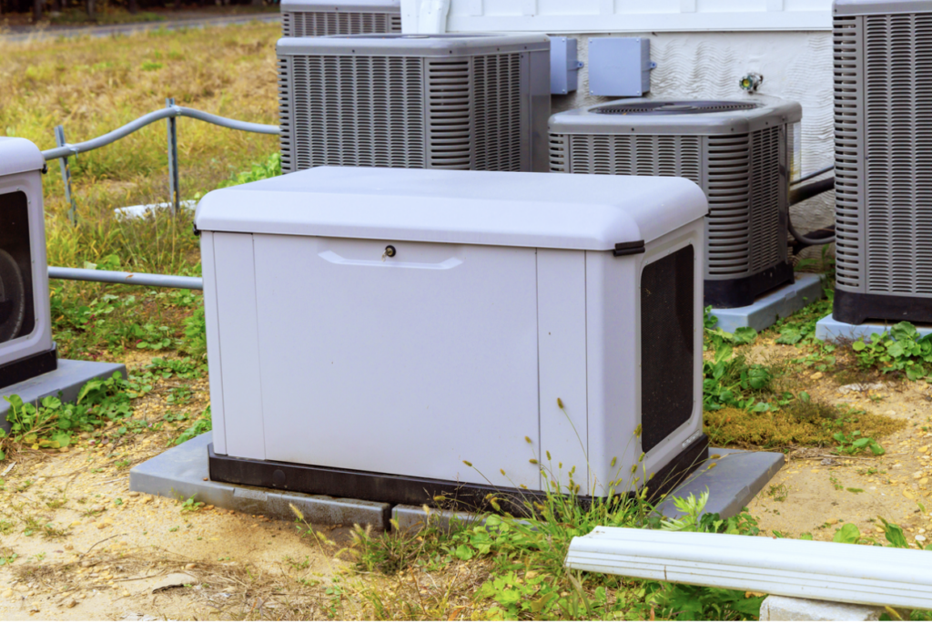 a backup generator in a backyard